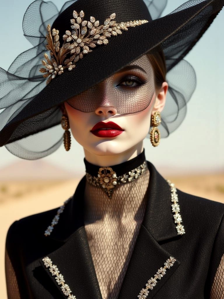 Glamorous Couple in Desert, Vogue Style