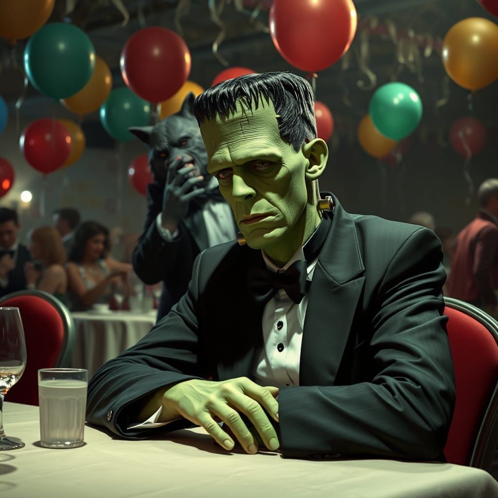 Frankenstein's Monster Lonely at the High School Dance