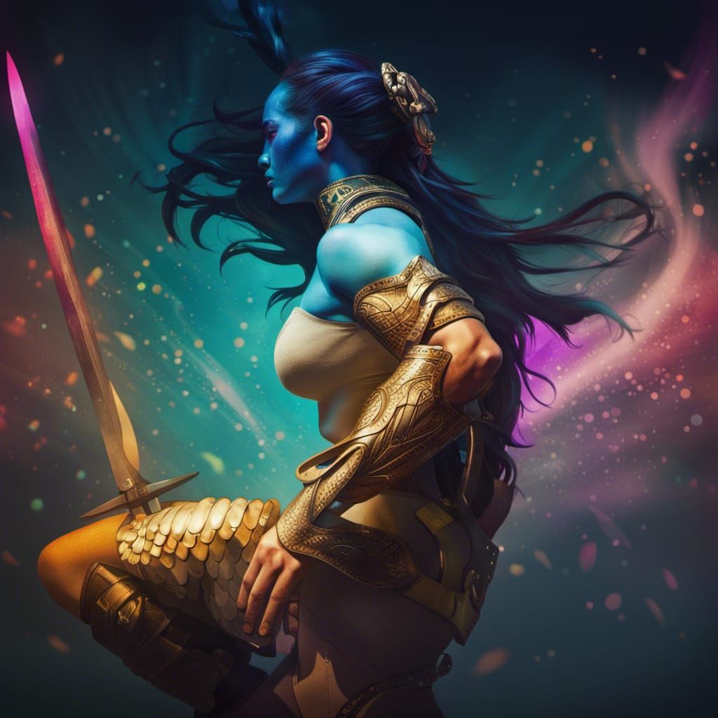 Hyperrealistic Warrior Woman Transformation Concept Art