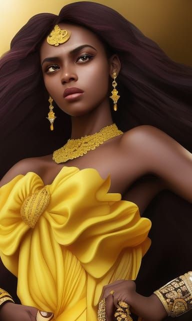 Young African Woman with Violet Eyes, Hyperdetailed Fantasy ...