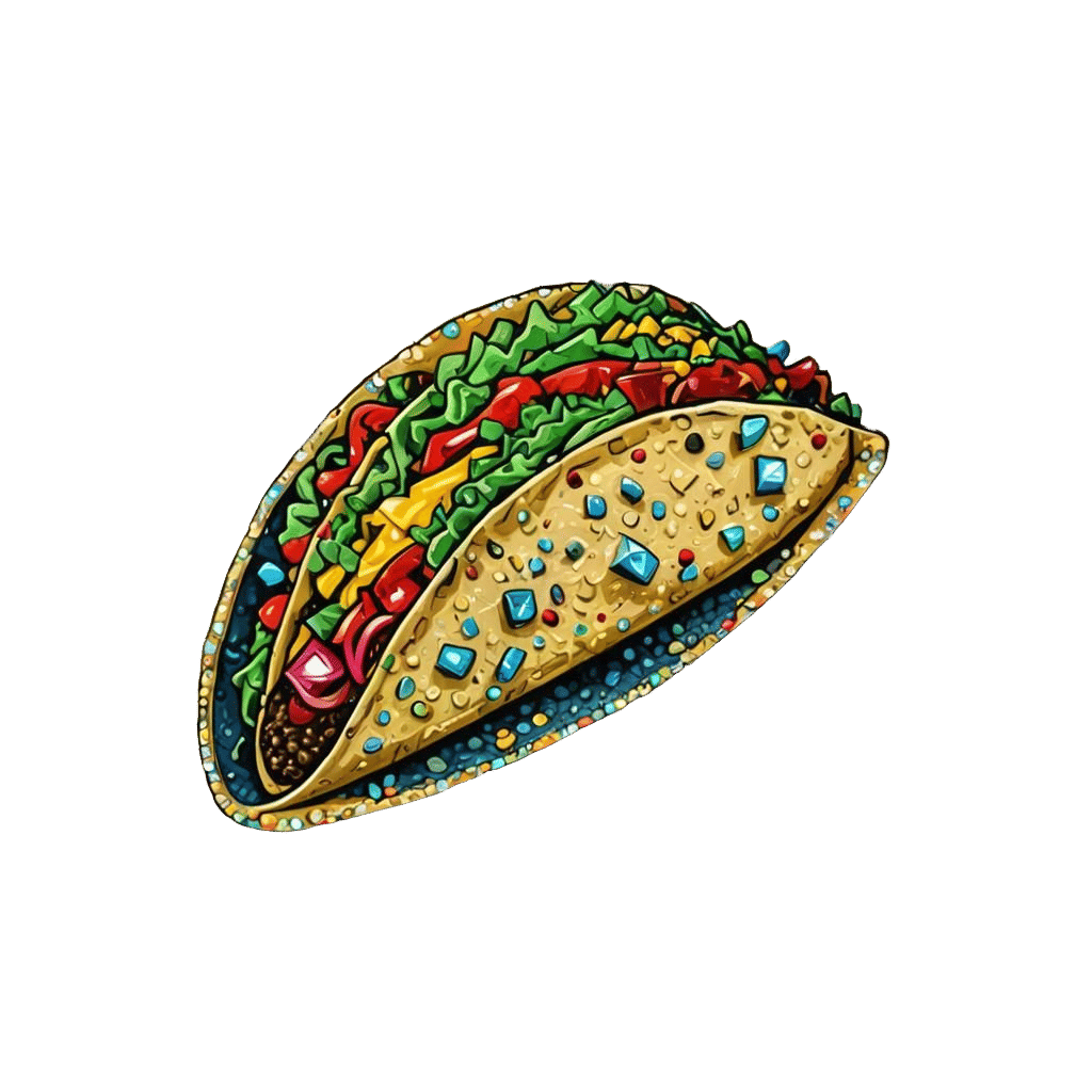 Diamond Encrusted Taco in Geometric Pop Art