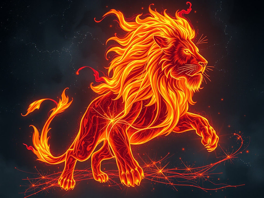 Majestic Fire Lion in Ethereal Lighting