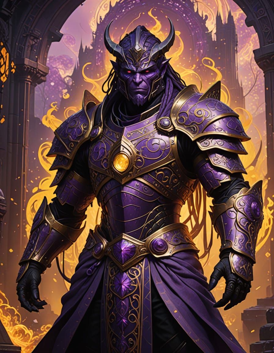 Ethereal Dark Fantasy Warrior Awakens Amidst Swirling Magic