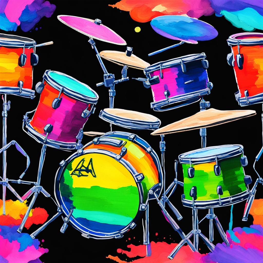 Rainbow Drum Kit in Impasto Gouache Style