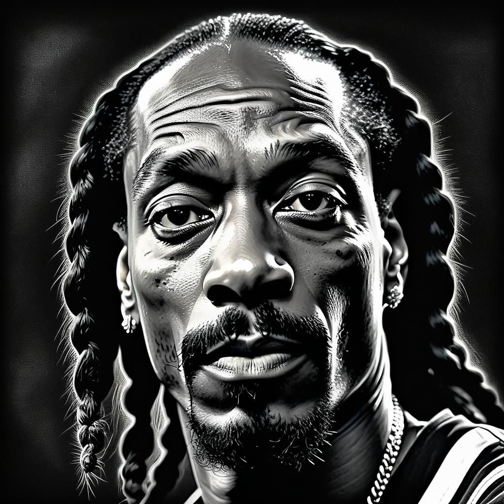 Black and White Portrait of 2005 Snoop Dogg