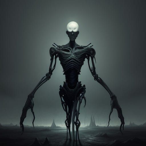 Distorted Figure in a Surreal, Hyper-Realistic Nightmare