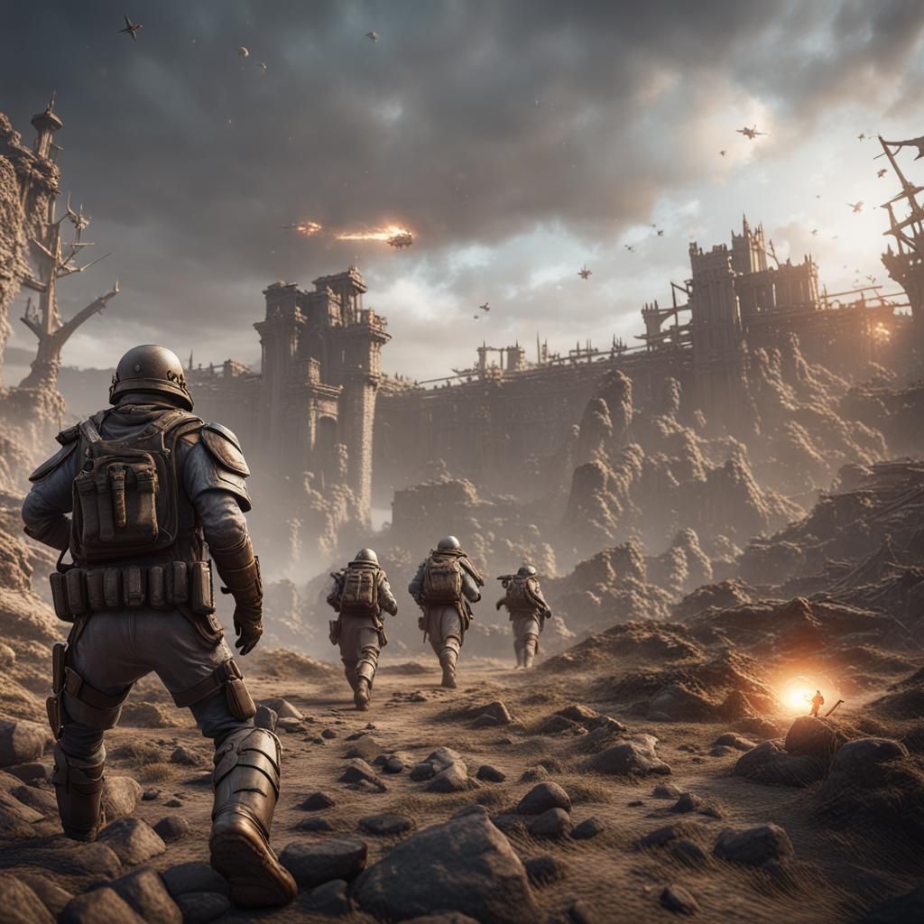 Futuristic War in 3D Game Cinematic Style