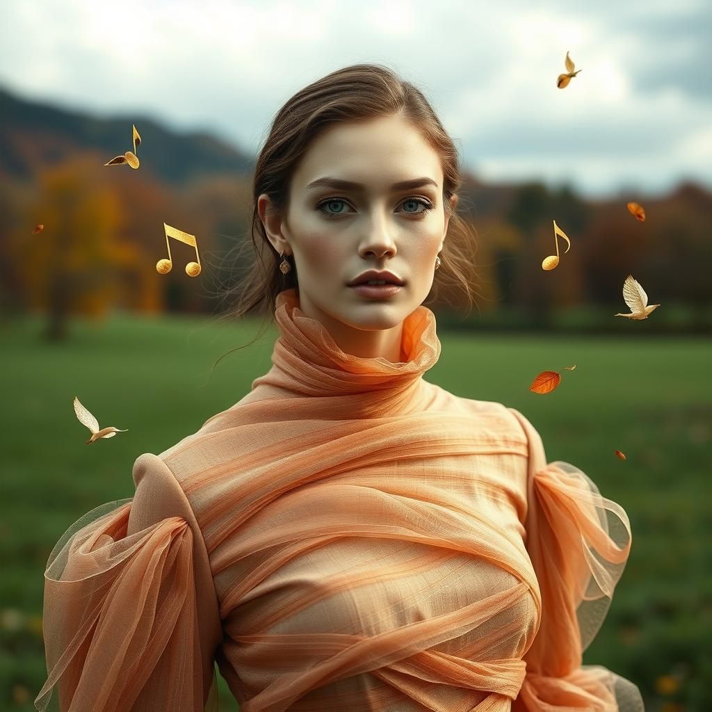 Autumn Haute Couture in Hyperrealistic Double Exposure