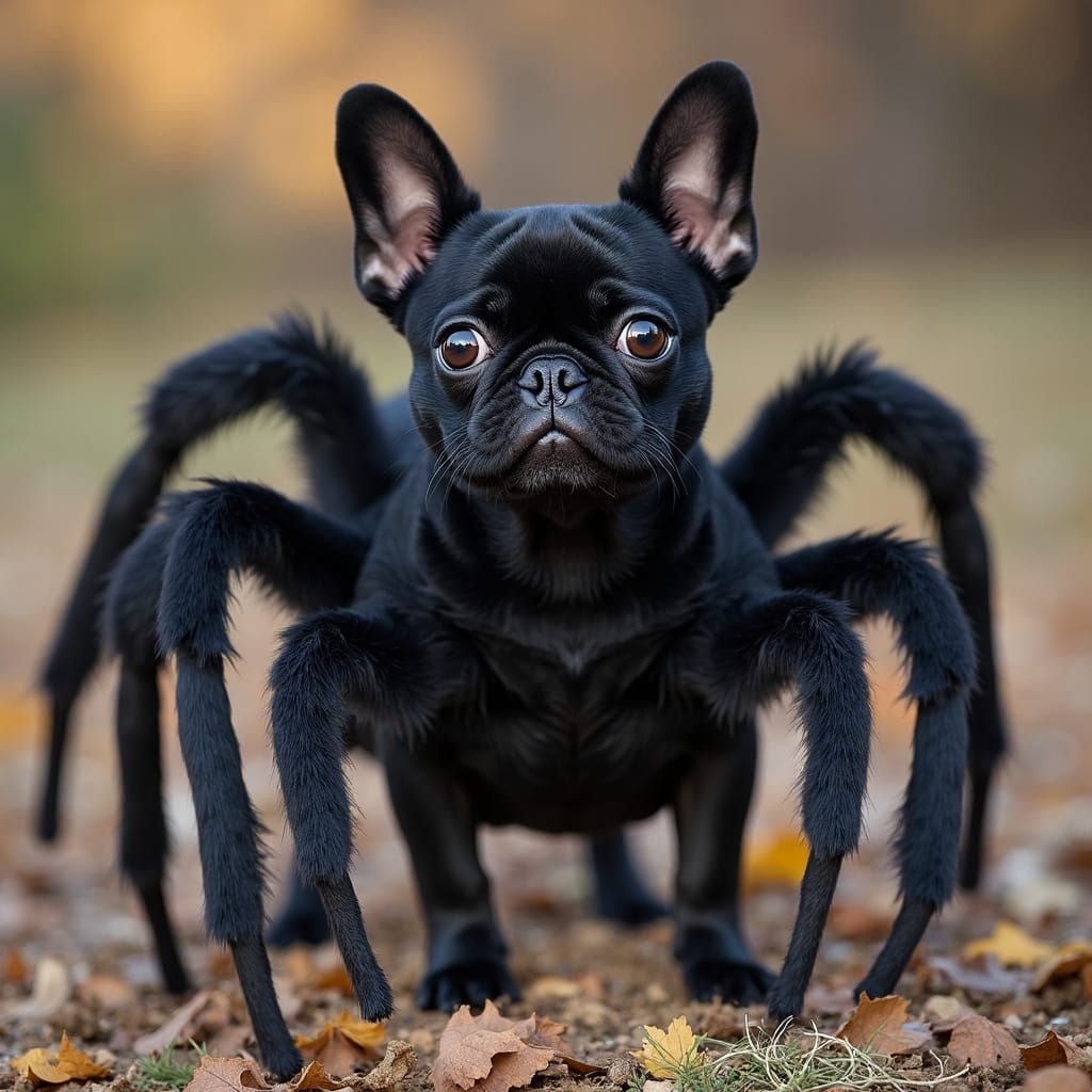 Black Pug in Spider Costume for Halloween