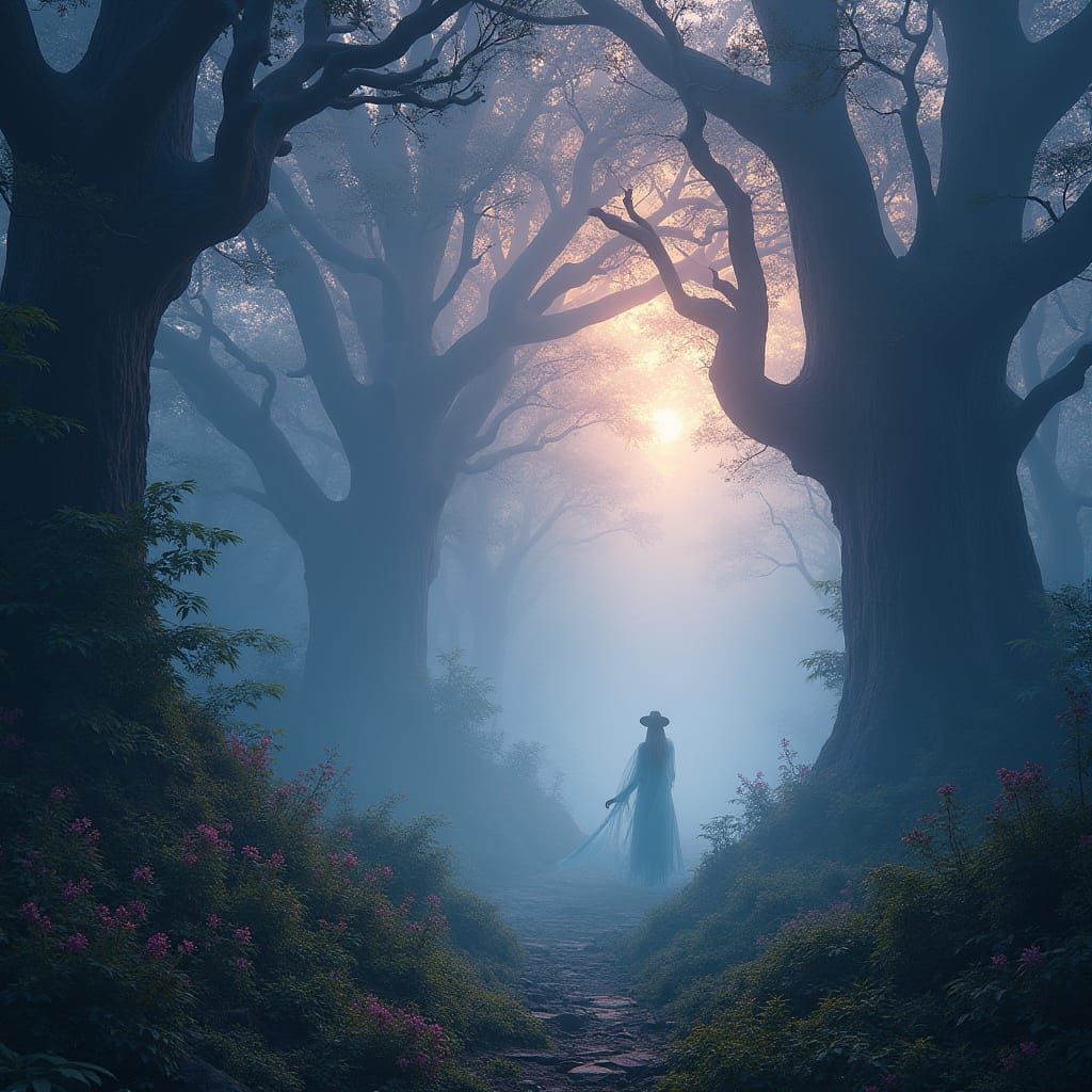 Mystical Being in Vibrant Foliage