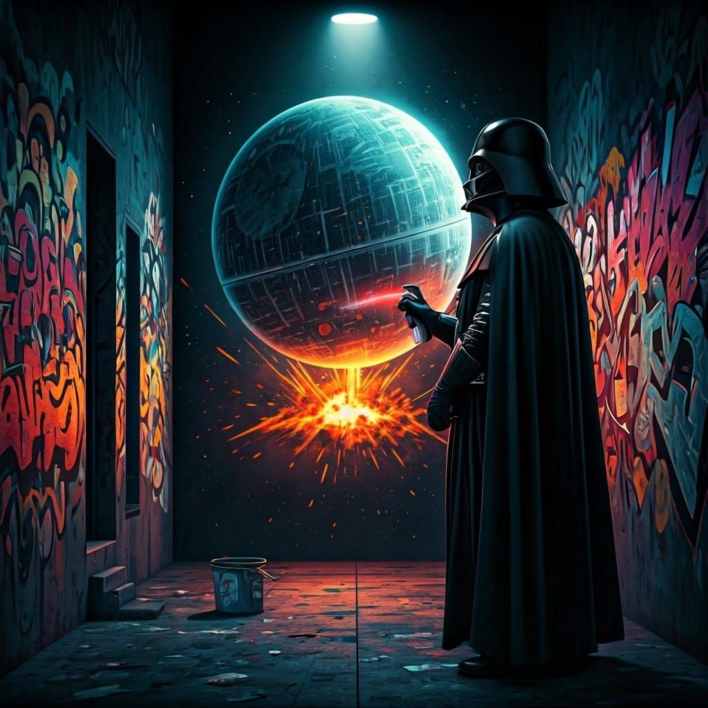 Darth Vader's Banksy-Style Death Star Mural