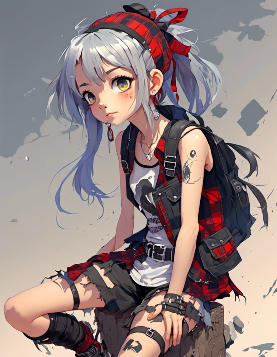 Punk Rock Girl in 3D Anime Style