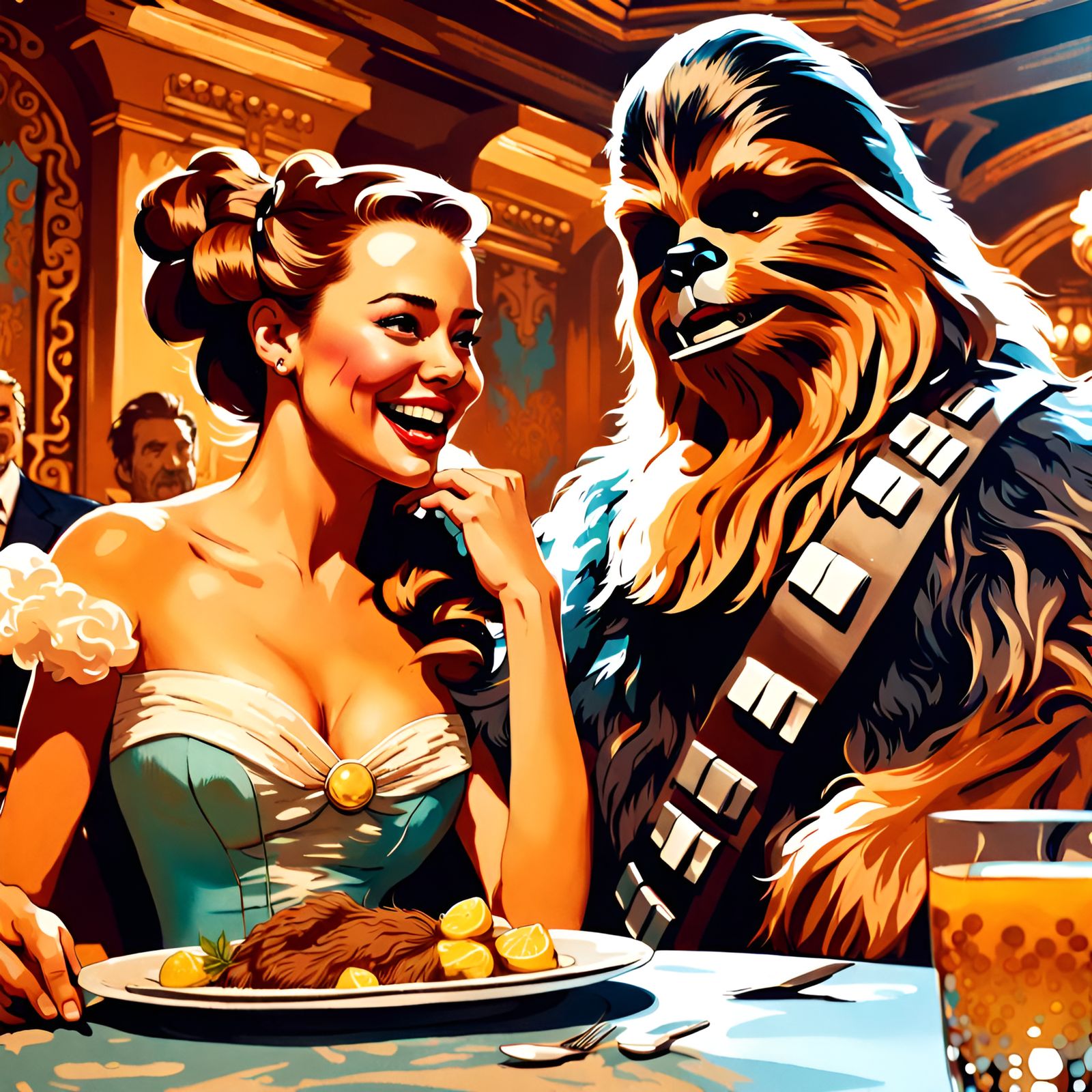 Belle and Chewbacca Date Night in Pin-Up Style