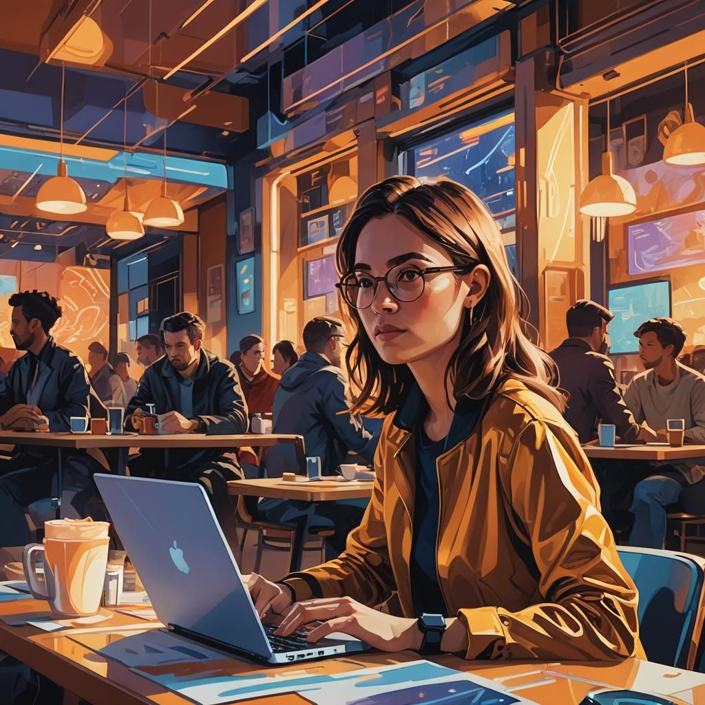 Freelancer in Cafe: Contemporary Digital Art