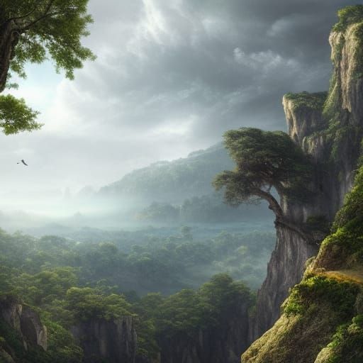 Epic Cliffside Vista with Drifting Clouds