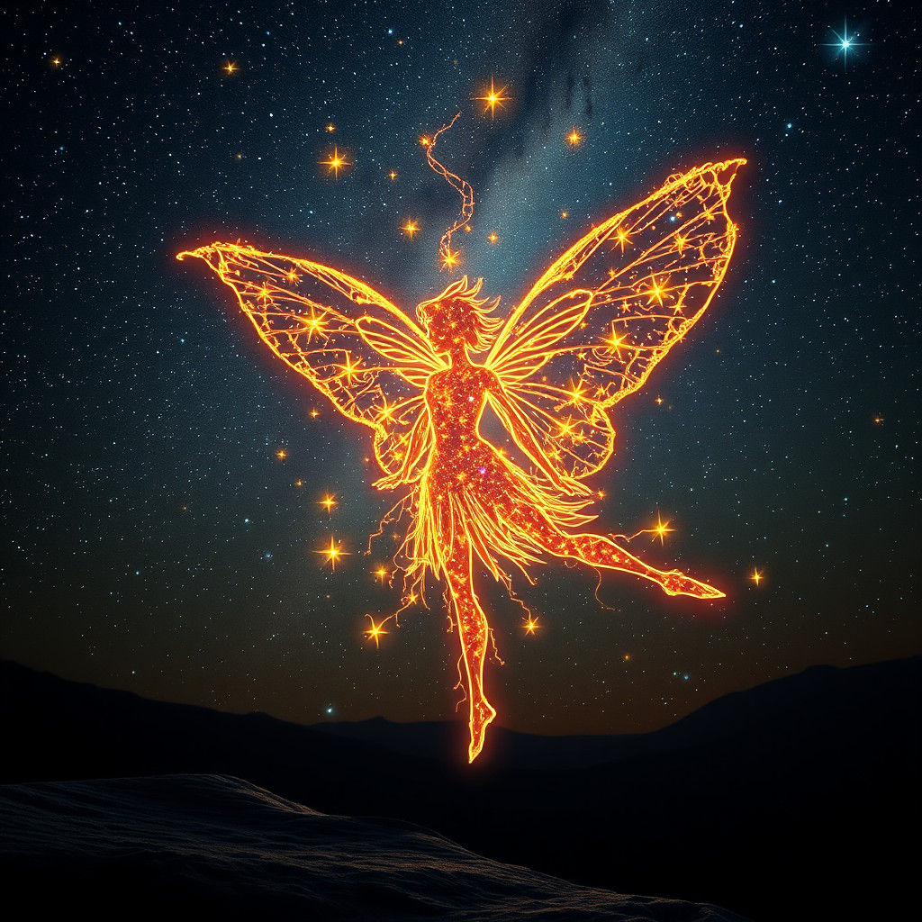 Cosmic Fairy Portrait in Translucent Silhouette