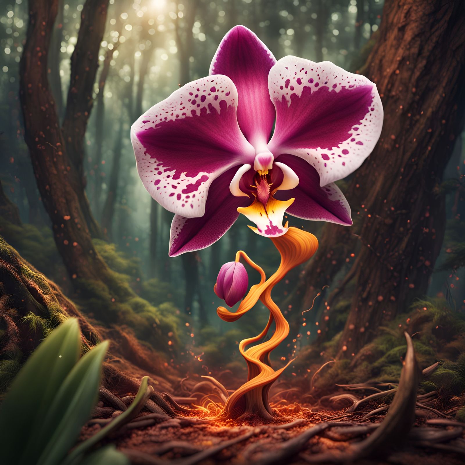 Fantasy Orchid Created by Thunderbolt: Hyperrealistic Splash...