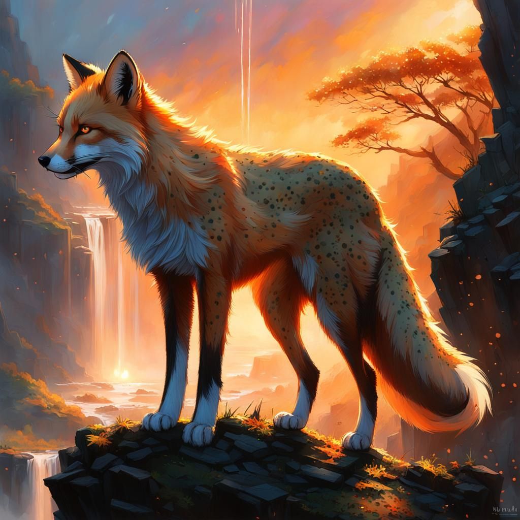Fox and Cheetah Hybrid by WLOP on ArtStation