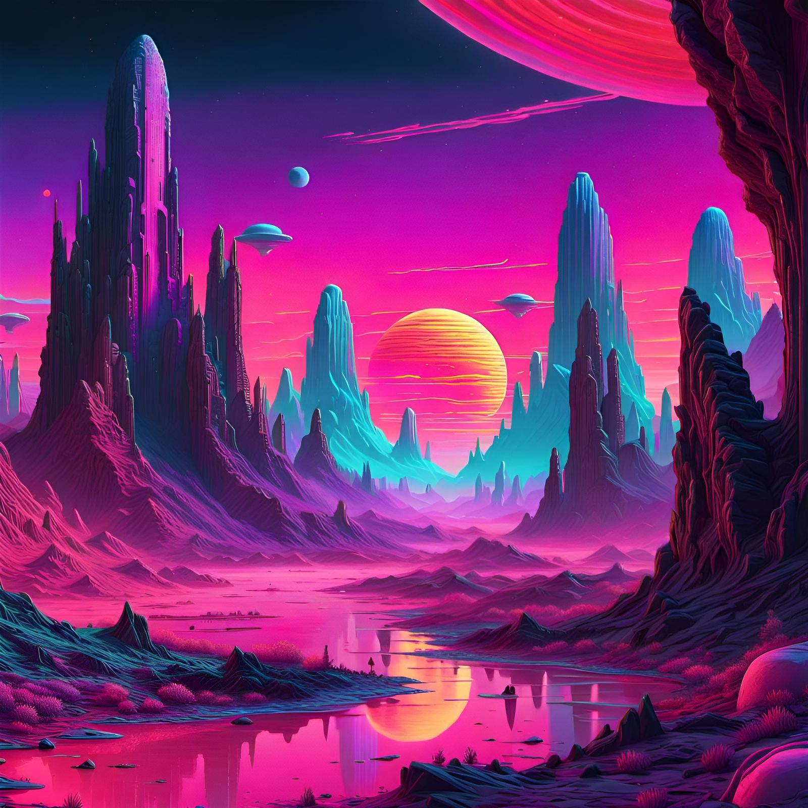 Vaporwave alien world