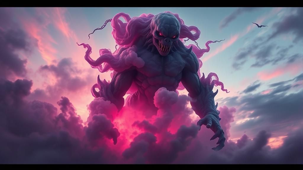 Storm Giant Made of Swirling Smoke in 3D