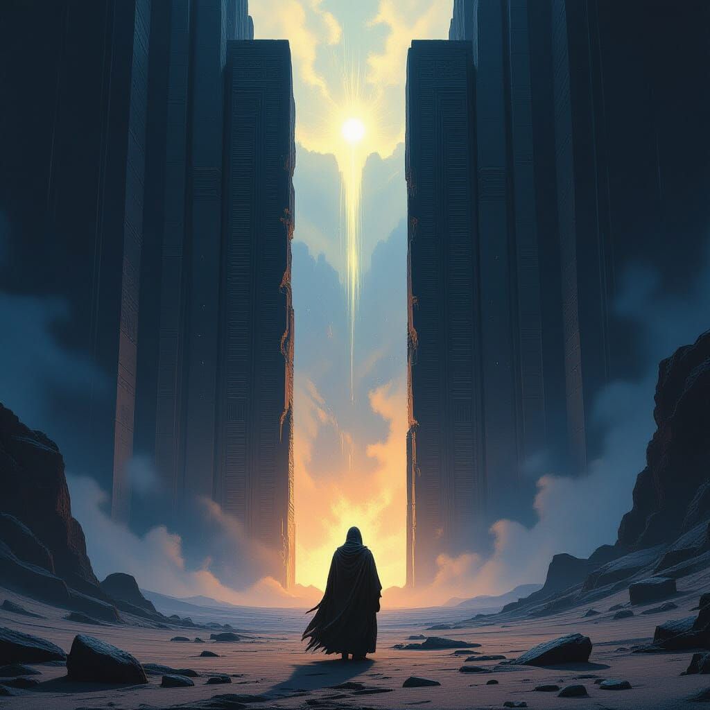 Otherworldly Gate Silhouette in Dark Fantasy Style