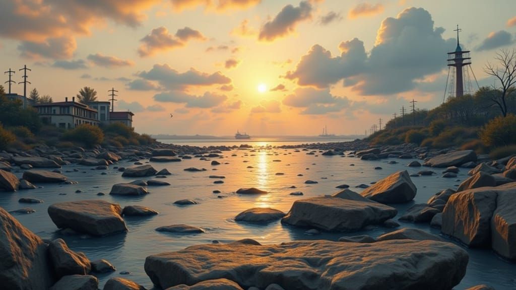 Caricatured Landscape with Exaggerated Features