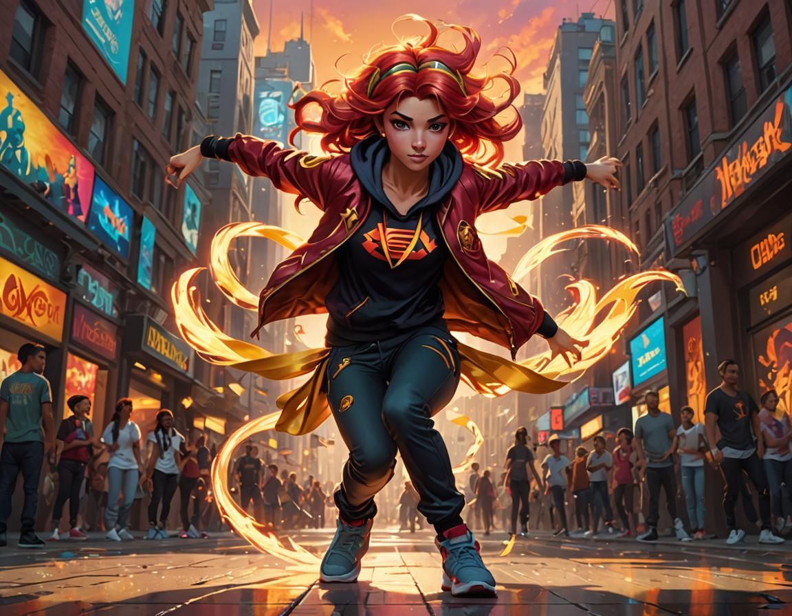 Sunset Shimmer Breakdancing Portrait in 8k Resolution