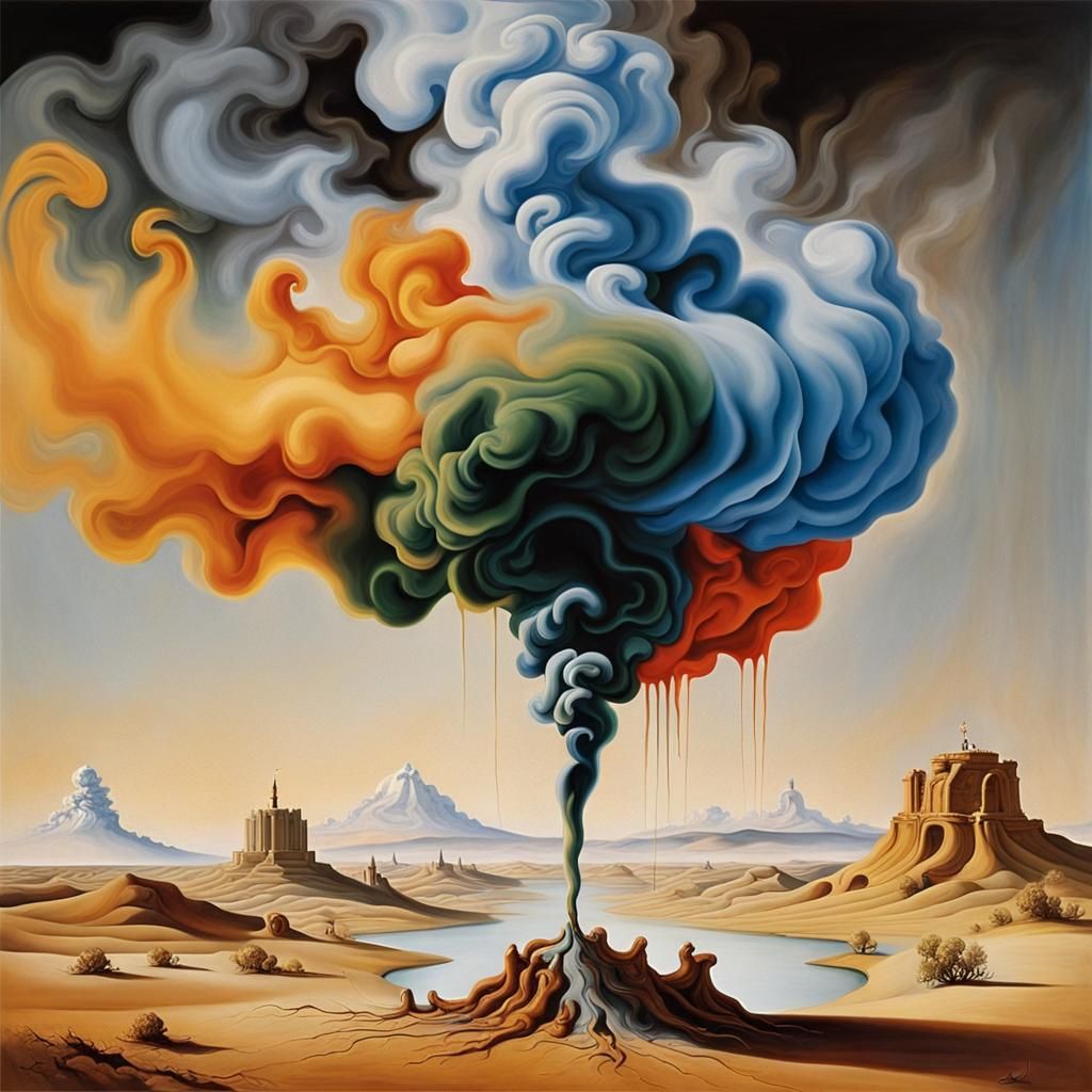 Indian Flag Smoke Art in Surrealist Style