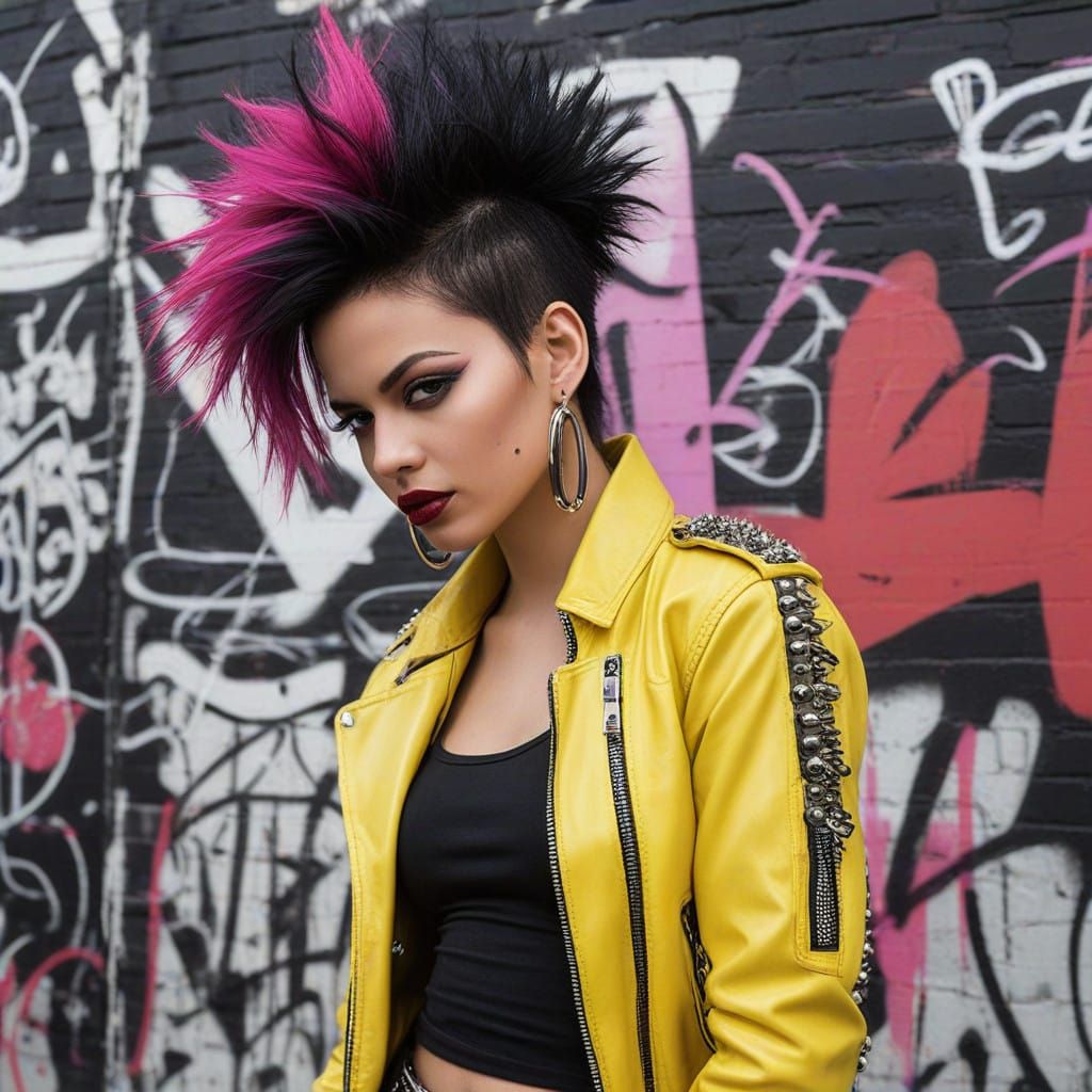 Cyberpunk Princess in Yellow Leather Jacket