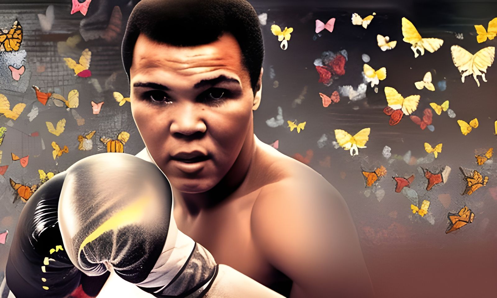 Muhammad Ali Boxing with Butterflies