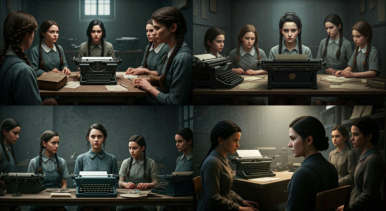 Jewish Girls Defy Oppression in Concentration Camp Office