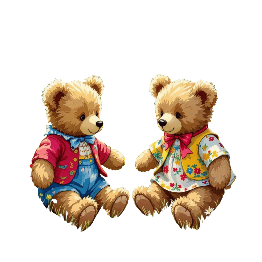 Teddy Bears Enjoying a Sunny Day Outing