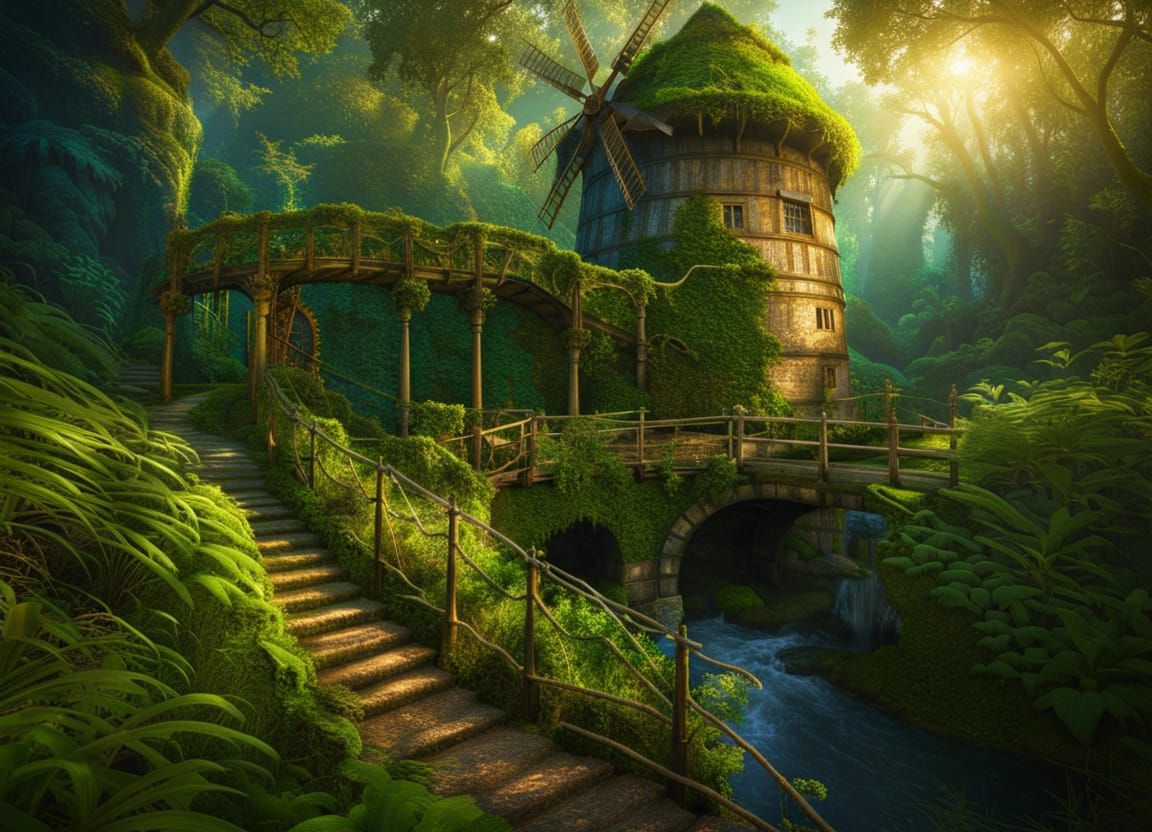 Jungle Windmill Secret Hideaway in Renaissance Style