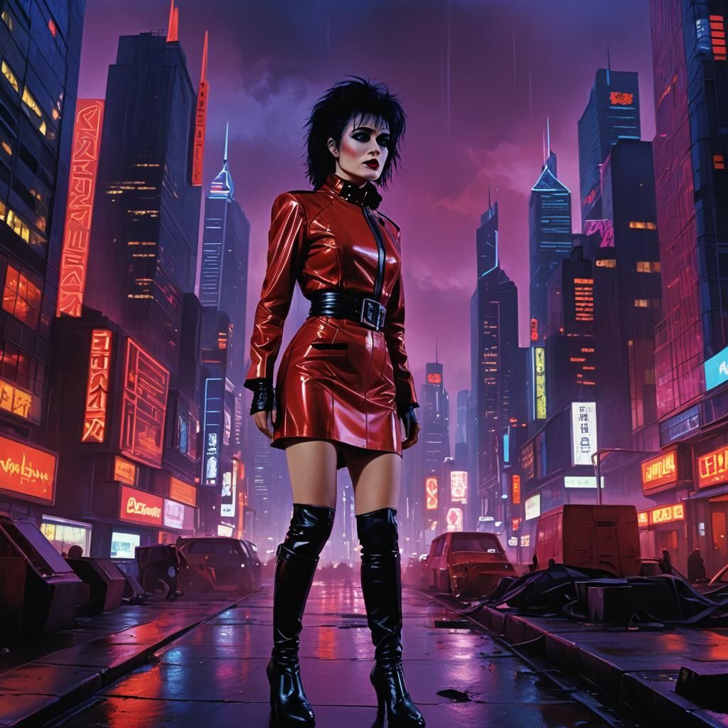 Siouxsie Sioux in Red Latex: Matte Painting Style