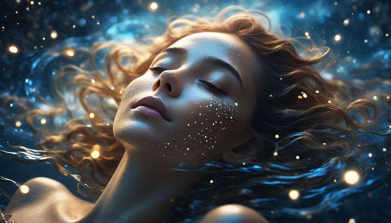 Ethereal Woman in Boundless Starry Sea
