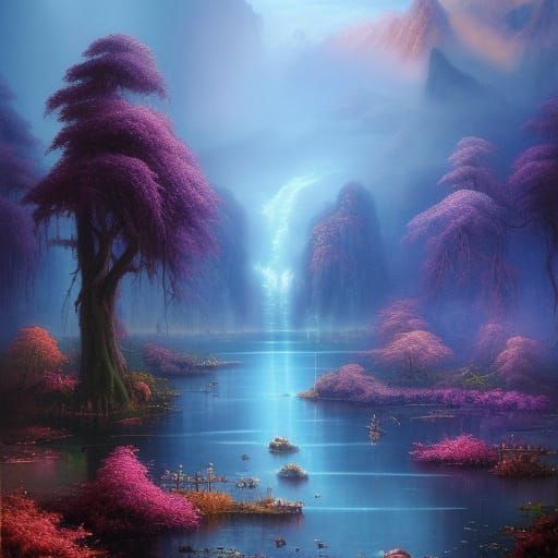 Hyperdetailed Amazon River Matte Painting