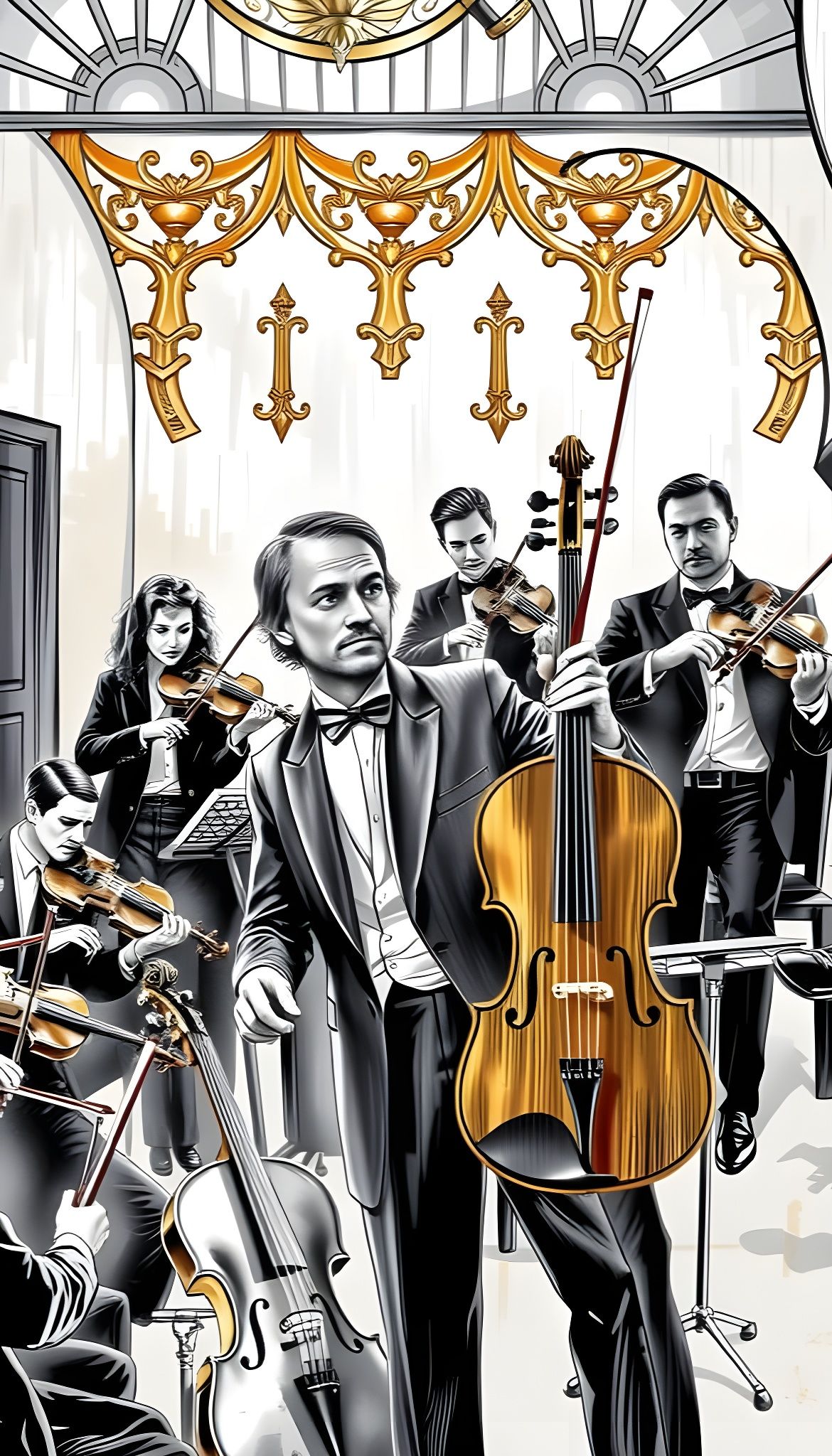 Elegant Art Deco Orchestra Scene