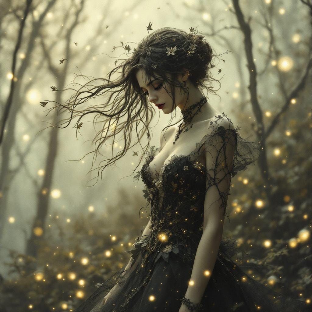 Botanical Light Particles in Victorian Gothic Style