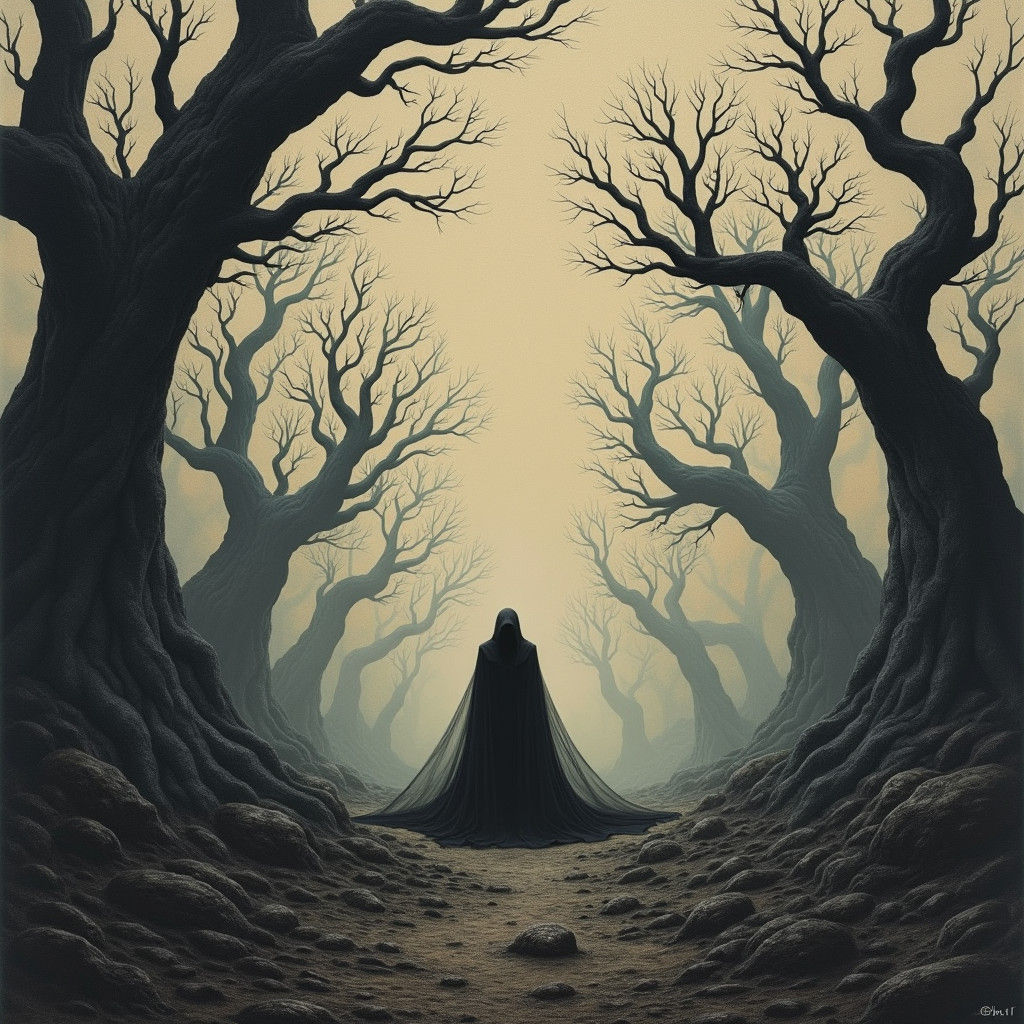 Desolate Post-Apocalyptic Landscape in Dark Graphic Style