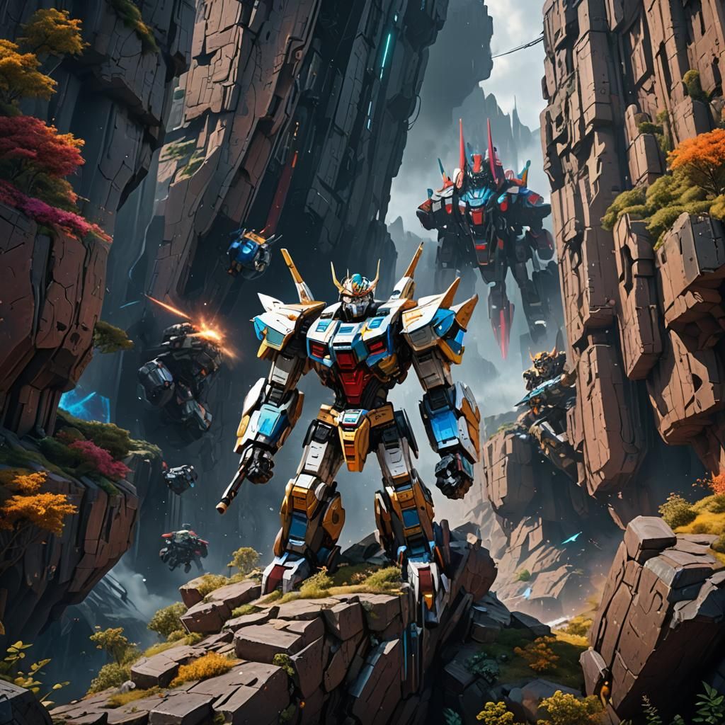 Detailed Voltron Matte Painting in Deep Color