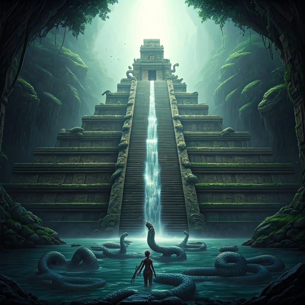 Aztec Serpentine Pyramid in Lush Jungle