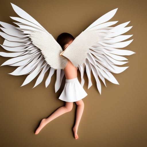 Origami Angel Portrait in Papercraft Style