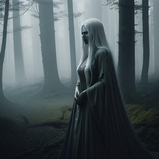 Eerie Dark Fantasy: Hag in Scottish Woods