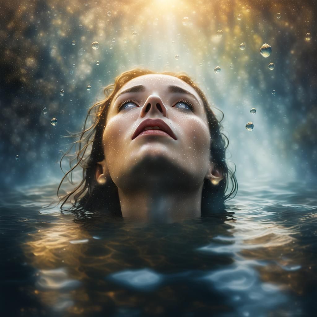 Submerged Person in Misty Water, Fantasy Realism