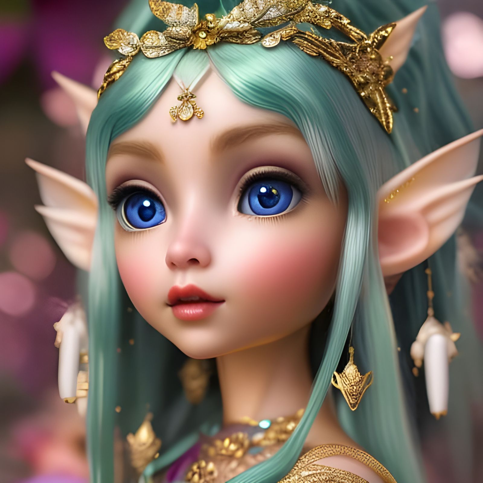 Adorable Elf Fairy with Filigree Jewelry