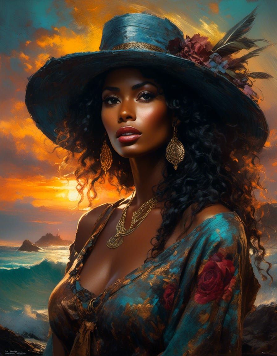 Colombian Woman Portrait as Post-Impressionist Oil Painting