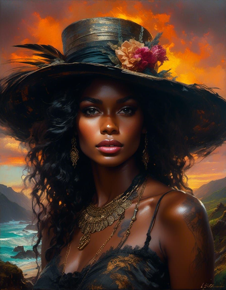 Colombian Woman Portrait in Post-Impressionist Oil