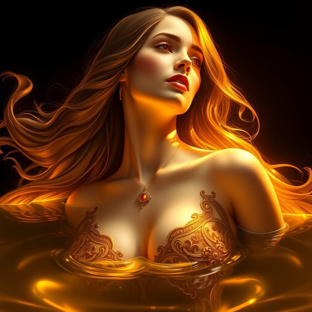 Olive Oil Goddess in Art Nouveau Style