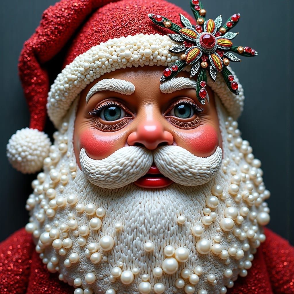 Santa's Beaded Face: A Graphic Jewelry Portrait