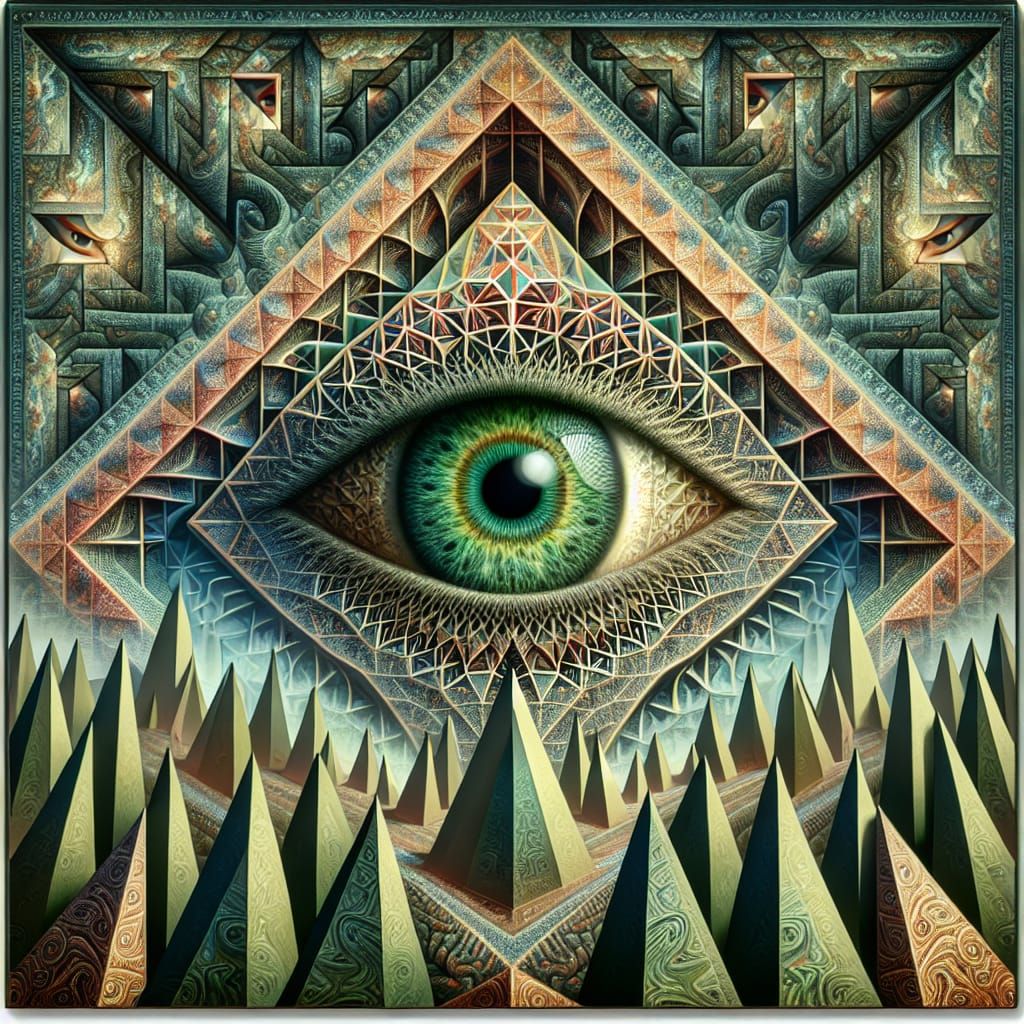 Surreal Melding of Contrasts in Neo-Shamanic Vorticism Style